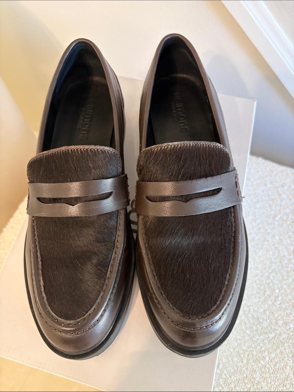 Simons Women's Dark Brown Haircalf Penny Loafers